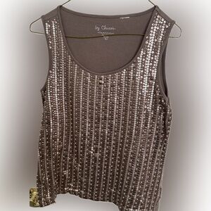 Chico’s Beautiful Sequined brown tank top. Chico’s size 0